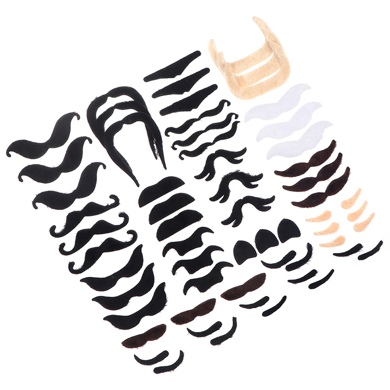 Creative Funny Costume Mustache Pirate Party Halloween Cosplay Fake Mustach Beard Whisker Kid Adult Novelty Supplies 48pcs fake mustache