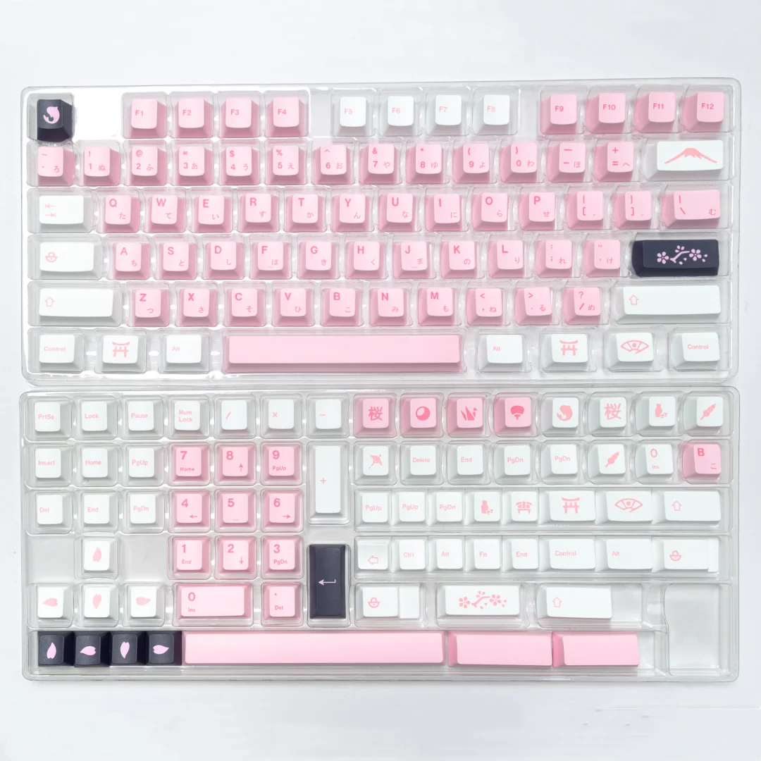 Jcm-pbt Cherry Keycaps Dye Sub Keycap para Gaming Teclado Mecânico 7u Espaço Dividido Teclado Alice 145 Chaves Sakura Grupo Pbt - Imagem 3