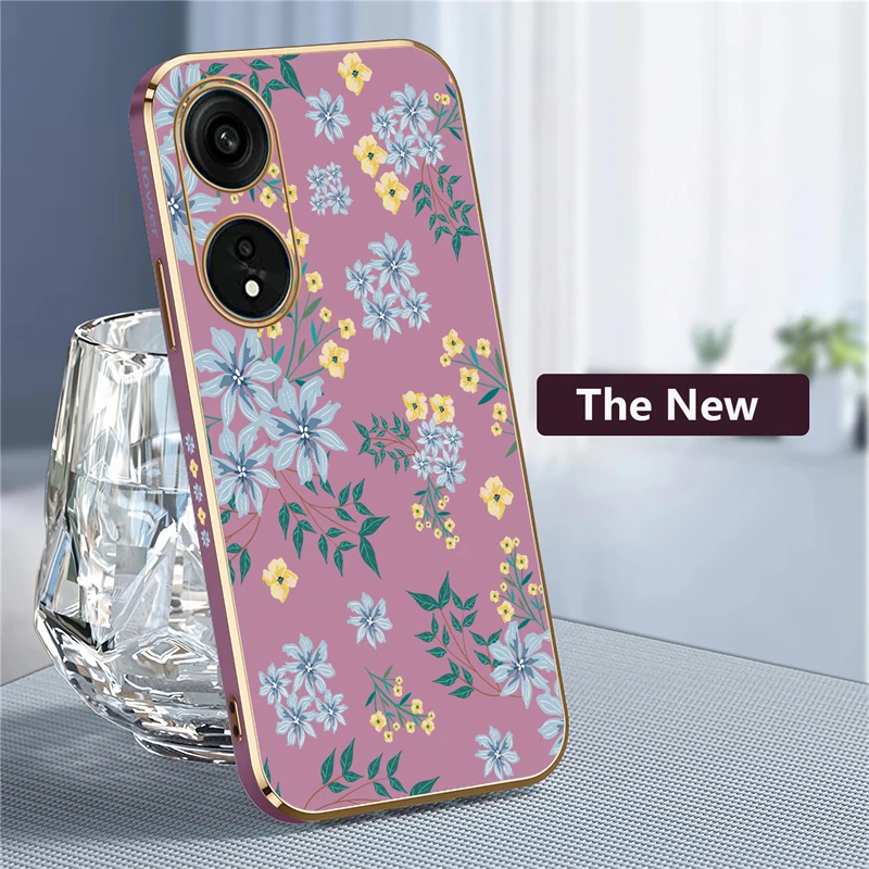 Elegant Plating Silicone Case with Floral Pattern – Shockproof Phone Cover