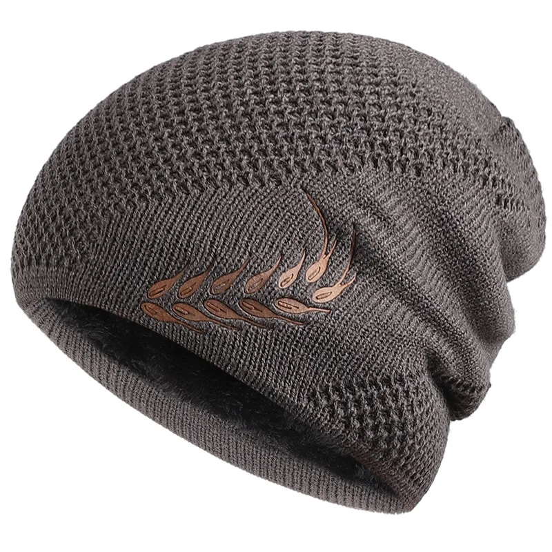 Winter Hat Knit Beanie Thermal Thick Polar Fleece Snow Skull Cap for Men and Women Autumn Plus Velvet Wheat Knitted