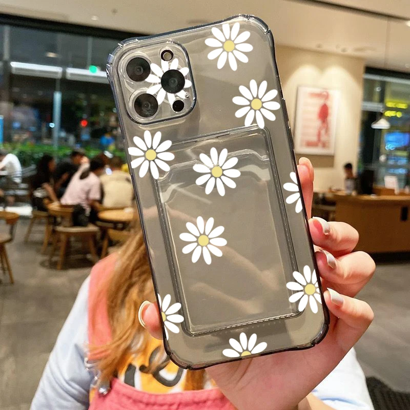 Für iPhone 14 Pro Max Hülle Daisy Flower Klare Handyhülle für iPhone 11 12 13 15 16 XS XR X 7 8 Plus Brieftasche Karte Tasche Halter Abdeckung – Detail 8