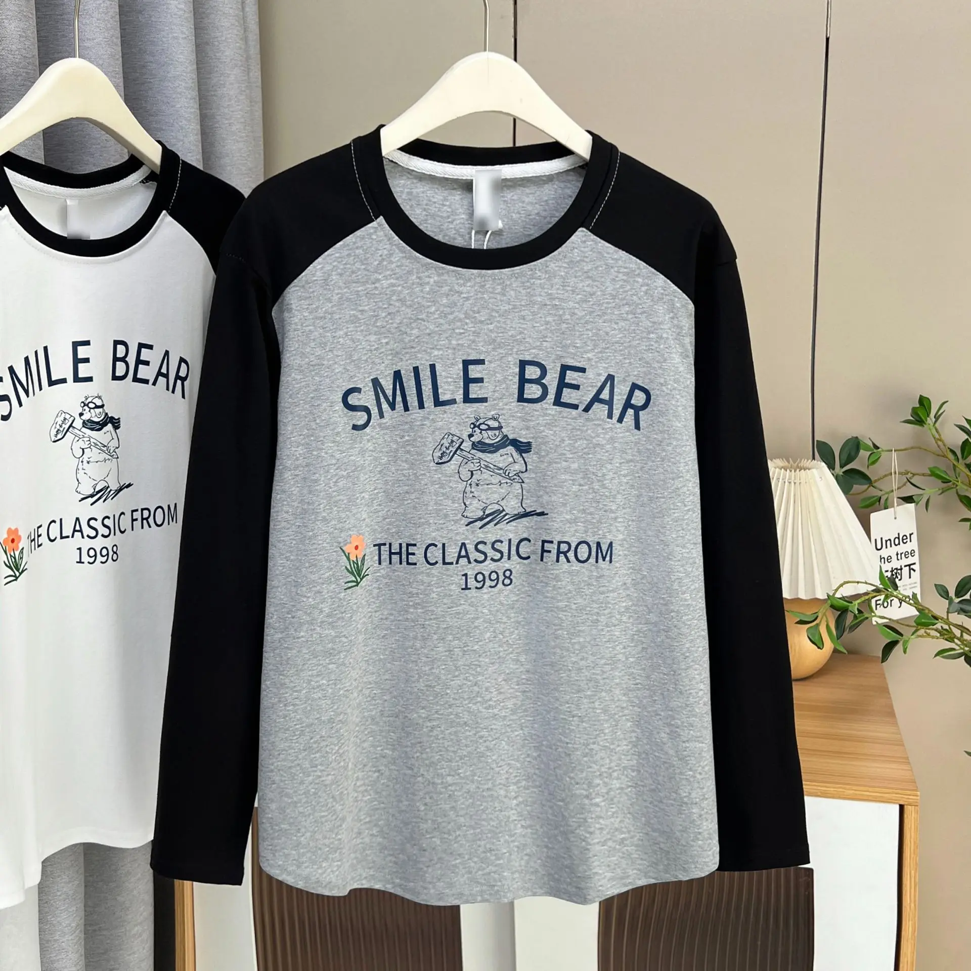 Fashion Plus Size Women's T-Shirt Autumn New Style Of Youthful Printed Letter Cartoon Raglan Sleeves Top 6265