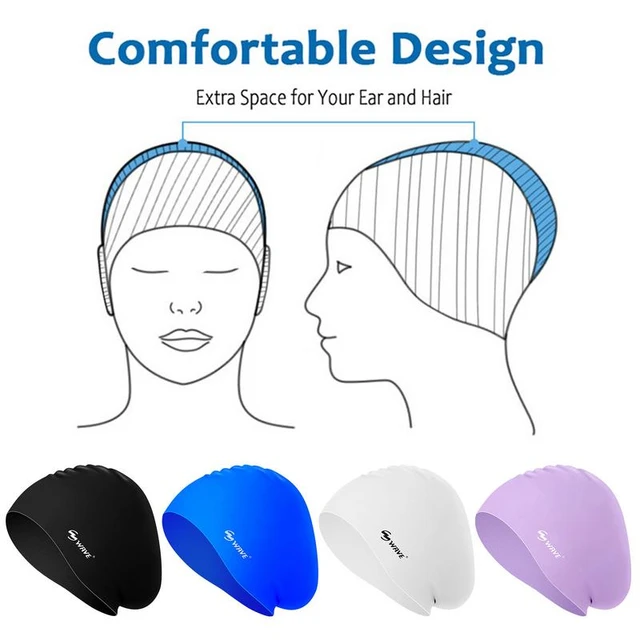 Silicone Swim Pool Hat Elastic Swimming Bath Caps Ear Hair Protection  Tear-resistant Waterproof Solid Color Swimming Accessories - AliExpress