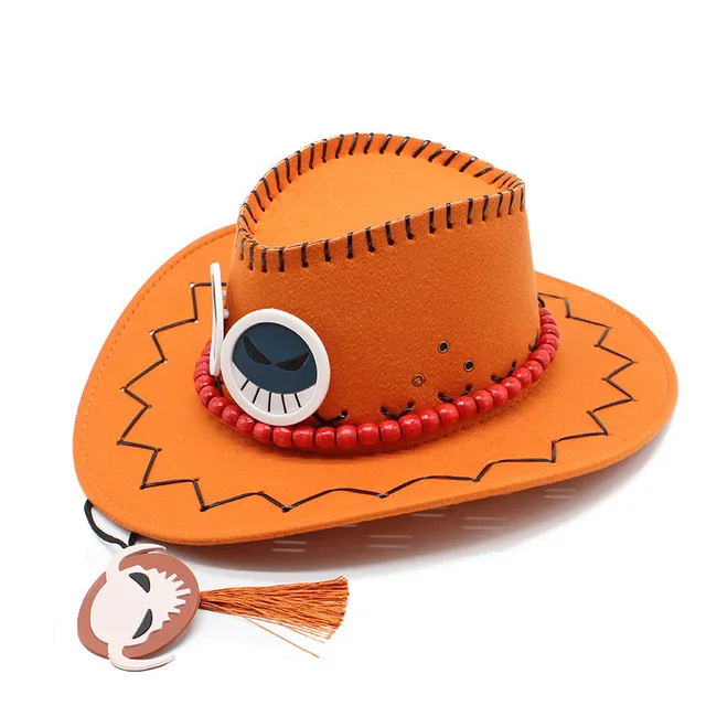 Anime Character Portgas D Ace Cowboy Hat Cosplay Hats Pirates Orange Cap  Suede