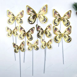 Purple Pink Butterfly Cake Topper - Elegant Birthday & Wedding Decoration (10pcs Gold)