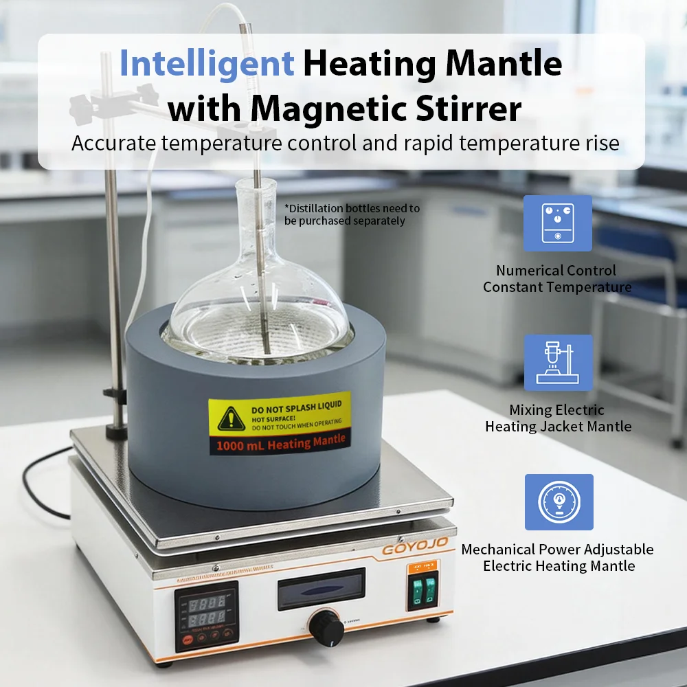 2 in 1 Digital Electric Heating Mantle 1000ml Magnetic Stirrer Hot Plate Lab The