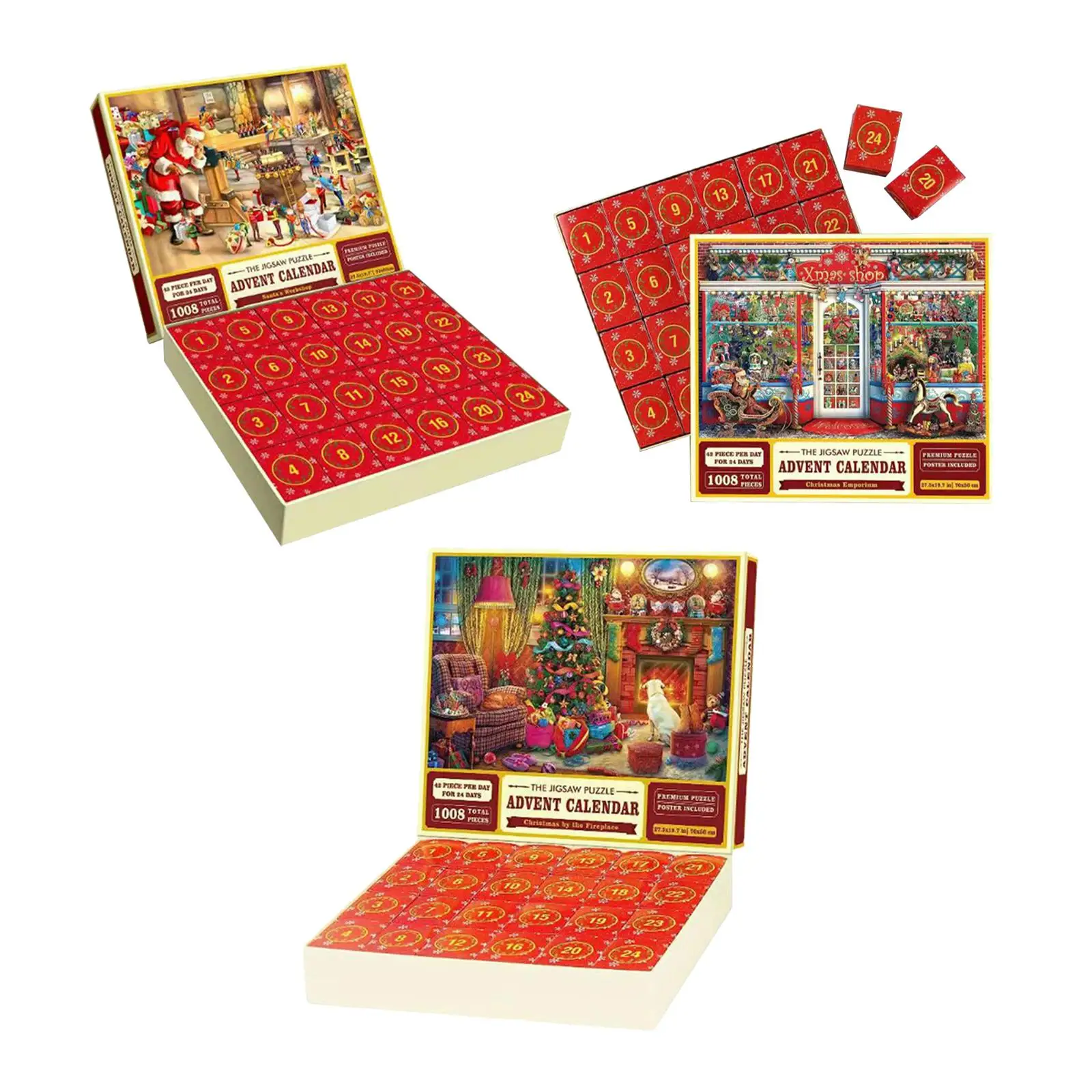 

1008 Pieces Christmas Holiday Puzzles Advent Calendar 2023 Jigsaw Puzzle for Adult Kids Girls Boy Unique Gift Christmas Present