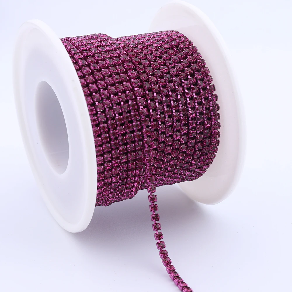 10 Yards/Rolle SS6-SS16 Glänzende Kristall-Strass-Kette zum Aufnähen oder Aufkleben für Kleidung, Schmuck, Bekleidungszubehör, Verzierung, Cup-Kette – Detail 14