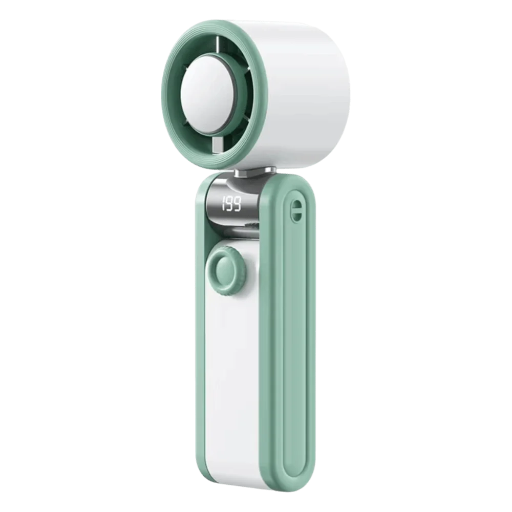 Compact Foldable Handheld Fan with Digital Display and Silent Operation