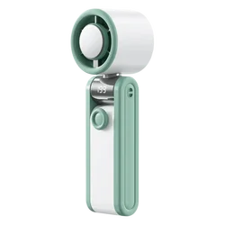 Compact Foldable Handheld Fan with Digital Display and Silent Operation (White)