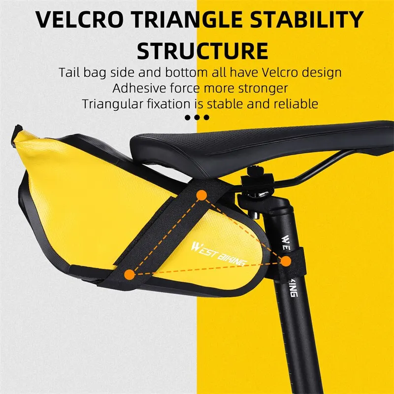 WEST BIKING Waterproof Saddle Bag Tools Storage Rear Seat Tail Bag 2.3L MTB Road Bicycle Roll Closure Pouch Cycling Accessories