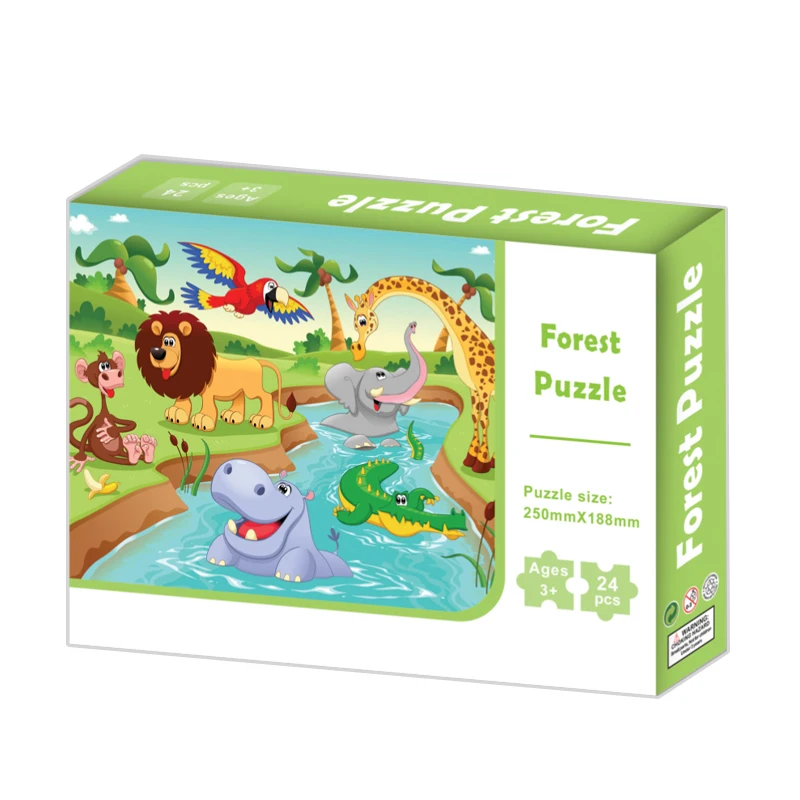 24 Pieces Of Paper Cartoon Jigsaw Children's Puzzle Traffic Cognitive Cartoon Dinosaur Puzzle Enlightenment Toys Game P467