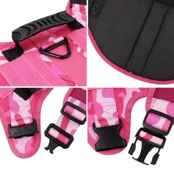 Military Pink Camouflage Dog Harness For Large Medium Dogs Harnesses Leash Adjustable Pet German Shepherd Tactical Training Vest 4