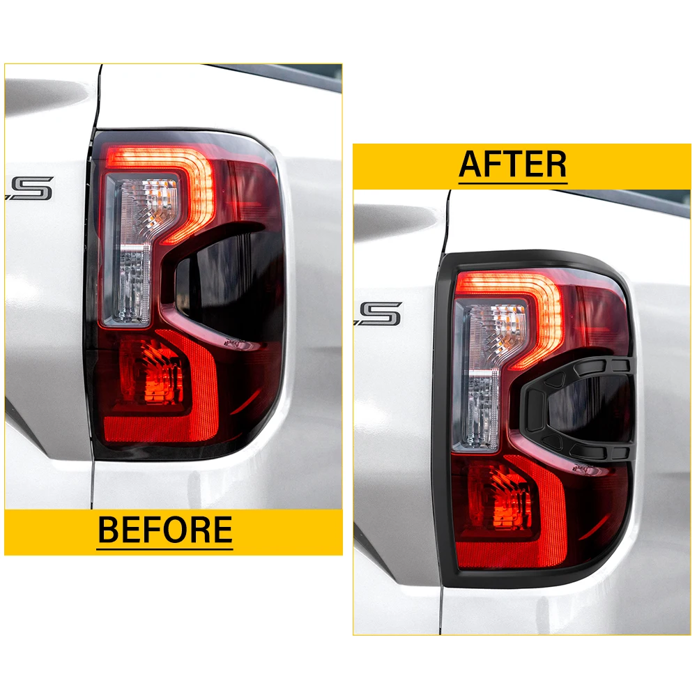 Car Accessories ABS Tail Lights Cover Surrounds Trim for Ford Ranger Wildtrak Sport XLT XLS XL Rear Lamp Hoods Decorative