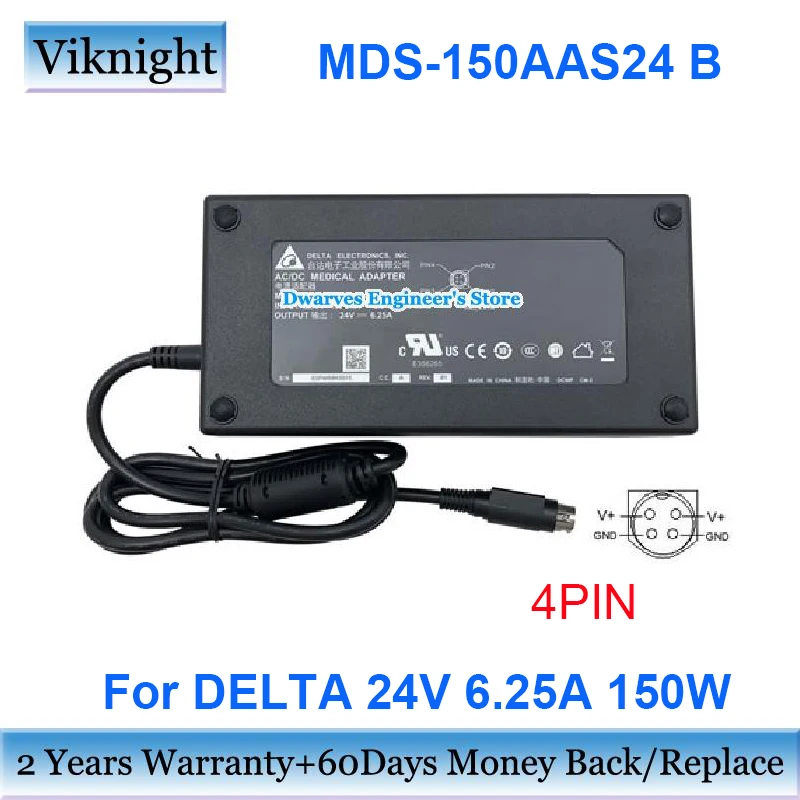 

Genuine 24V 6.25A AC Adapter MDS-150AAS24 B 150W For DELTA MDS150AAS24B Laptop Charger Round With 4PIN Power Supply