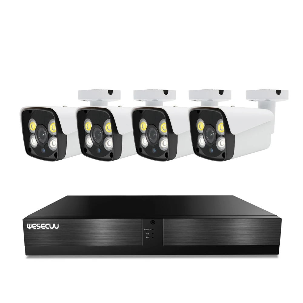 

WESECUU 4K 4channel 8mp Security Camera System Outdoor Home POE Nvr Kit Cctv Ip Cameras poe camera system