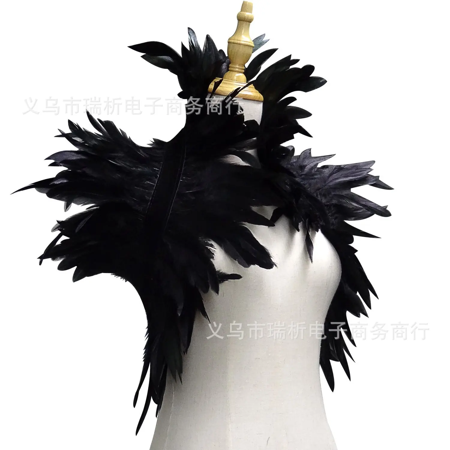 Gothic Feather Shawl Cock Feather Shawl False Collar Bucket Cloak Accessories Accessories 24W002