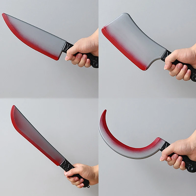 Halloween Knife Decorative Bloody Axe Plastic Fake Statue Sickle Role Playing Prop