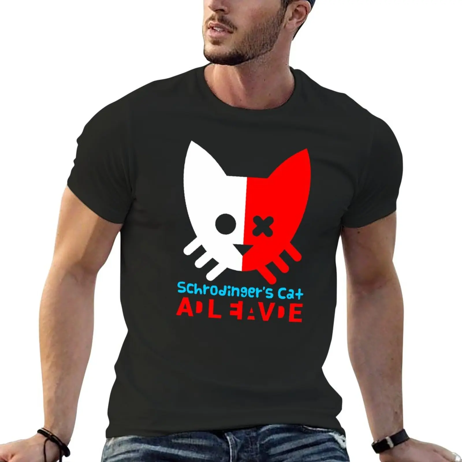 

Schrodinger's cat is dead and alive T-Shirt korean fashion heavyweights sweat shirts plain white t shirts men
