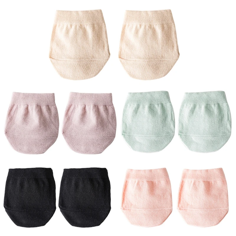 5 Pairs Women Summer Toe Topper Liner Half Socks Solid Candy Color Seamless Non-Skid High Heels Invisible Forefoot Cover toe socks pad