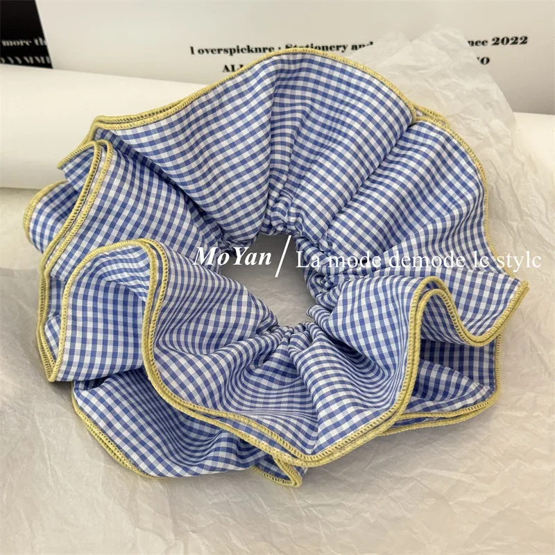 Women's Large Four-Layer Plaid Hair Scrunchie Accessory