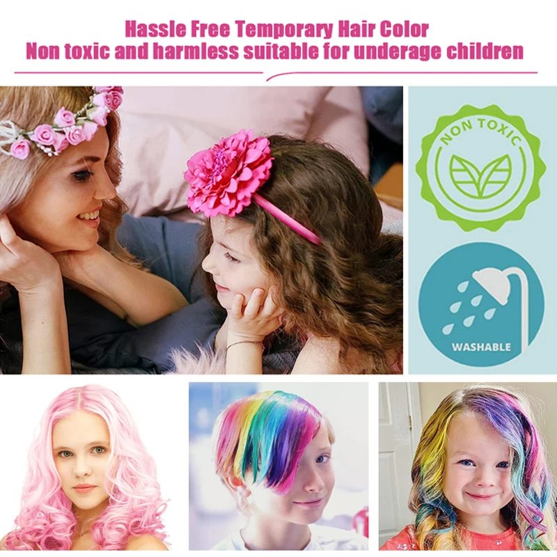 다색 머리 염색 빗 세트, 패션 메이크업 장난감 키트, 일회용 머리 염색 빗, 소녀 미용 빗 장난감