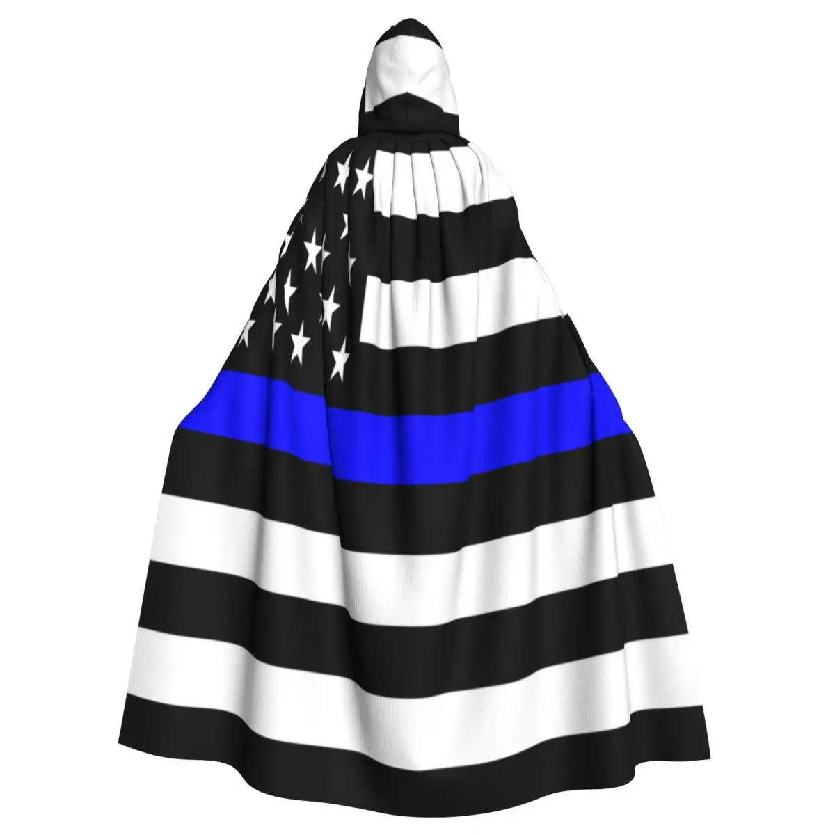 

Unisex Adult Thin Blue Line Flag United States Cloak with Hood Long Witch Costume Cosplay