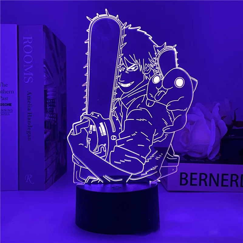 Anime motosserra homem acrílico led night light denji pochita power stand  figura colorida lâmpada 3d crianças decoração do quarto fãs colecionáveis –