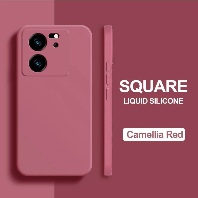 Square Liquid Silicone Shockproof Case with Camera Lens Protector