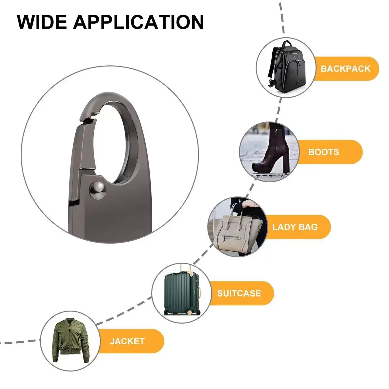 Mini Anti-Theft S-Shaped Spring Buckle Quick Hang Key Case Metal Alloy Climbing Buckle Adjustable Eight-Character