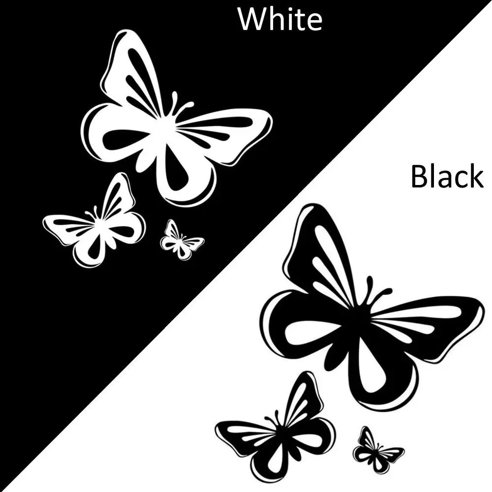 15.2*17CM Beautiful Butterflies Fashion Vinyl Car Stickers Animal Car Styling Decals Black/White