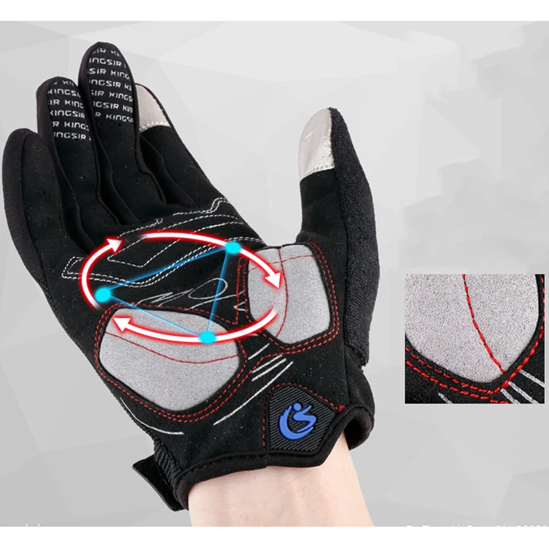 Kingsir Shockproof Bike Cycling Gloves Full Finger MTB Bicycle Women Men Touch Screen Motorcycle Racing Breathable 2025 4