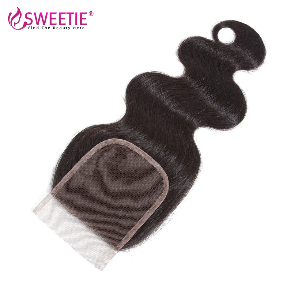 4x4 Body Wave Lace Closure 18 20 22inch Closure Natural Color Human Hair Extensions Brazilian Transparent Lace Frontal