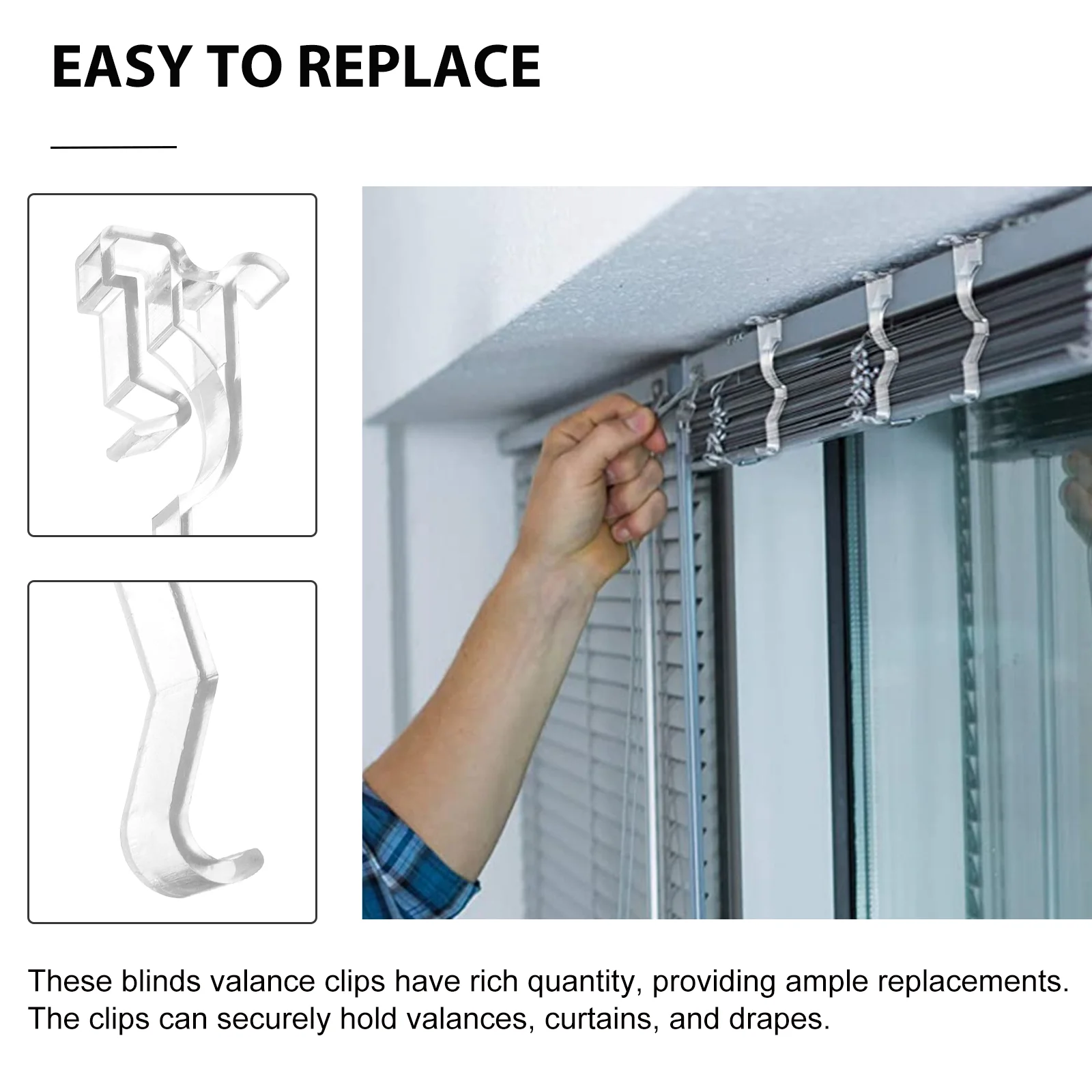 10 Pcs Sheer Curtains Clear Valance Clip Vertical Blinds Replacement Parts Retainer Clips Window