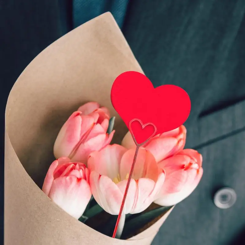 Heart shaped greeting card holder flower picks clip card holder romantic floral arrangement