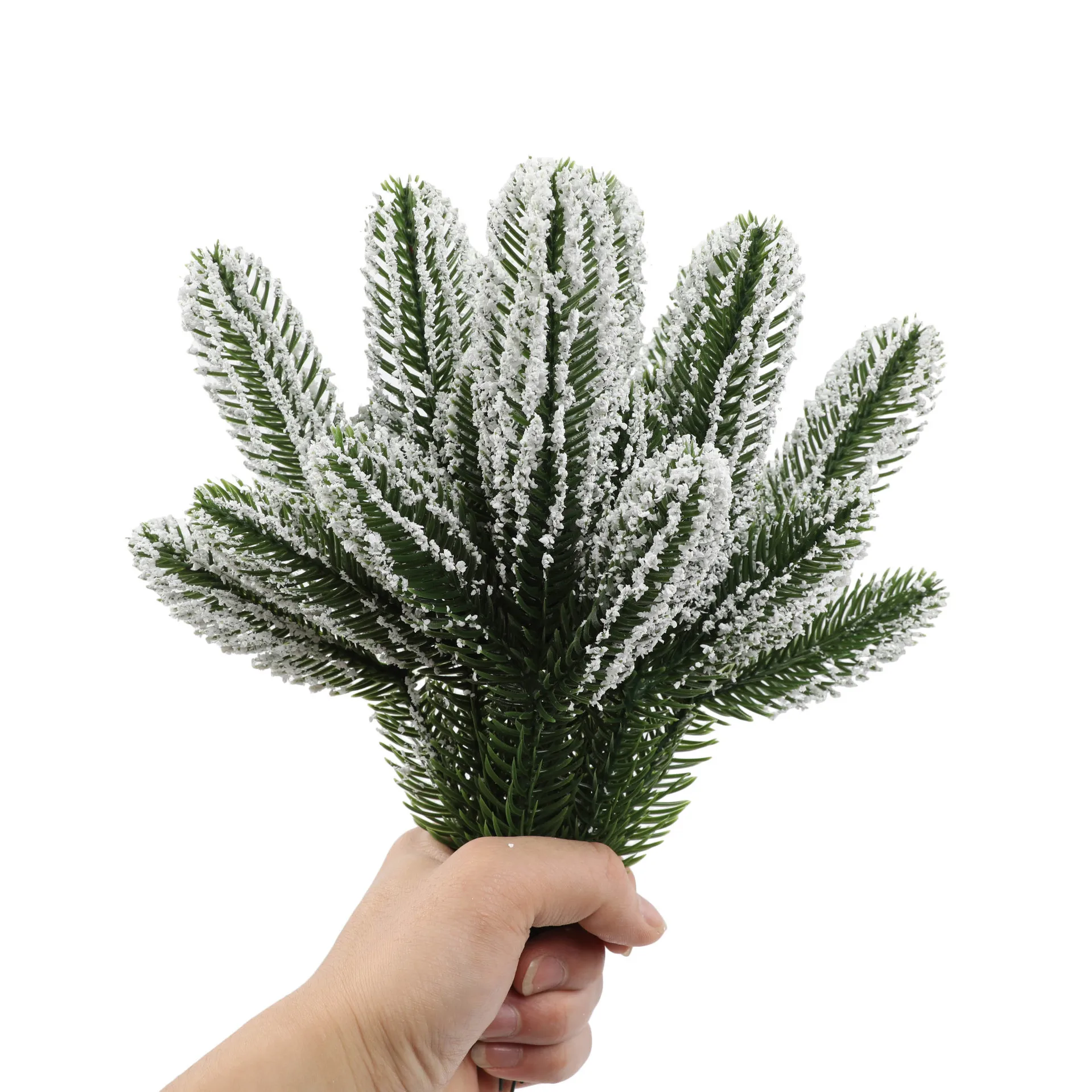 5/10Pcs Christmas Snow Frosted Pine Branches Artificial Pine