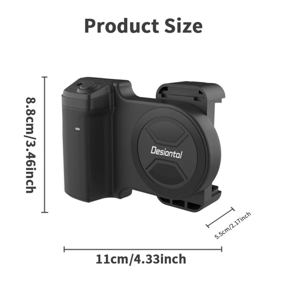 Smartphone Selfie Handle Phone Camera Snap Grip with Detachable Shutter Remote for iPhone 16/15/14 Vlog Video Shoot Accessory