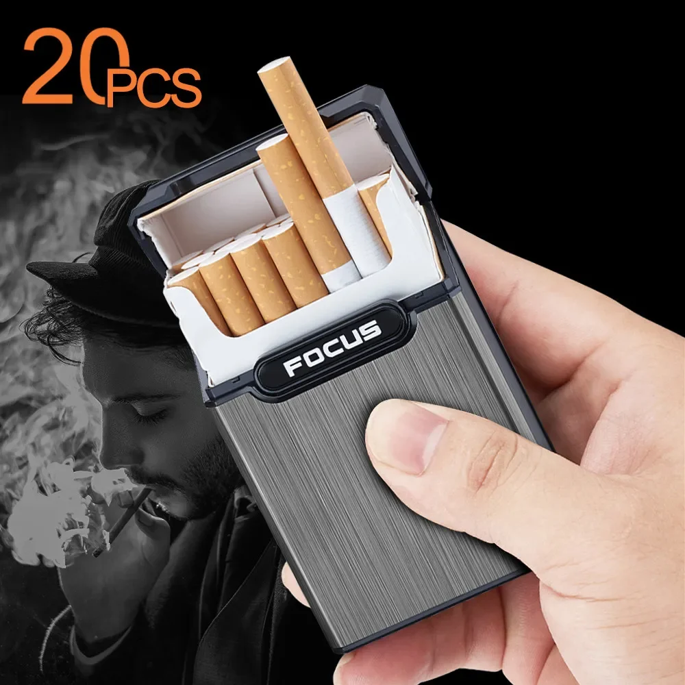 Cigarette Case Metal Cigarette Case Waterproof Cigarette Box Portable Flip Cover 20pcs Cigarettes Tobacco Holder Storage Container Smoking Tool