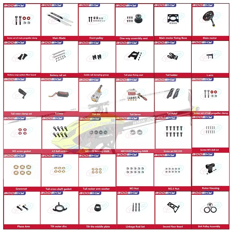Goosky Rs4 Pezzi Di Ricambio Per Elicottero Lame Principali Alloggiamento Del Rotore Della Lama Di Coda Servomotore Esc Per Elicottero Rs4.
