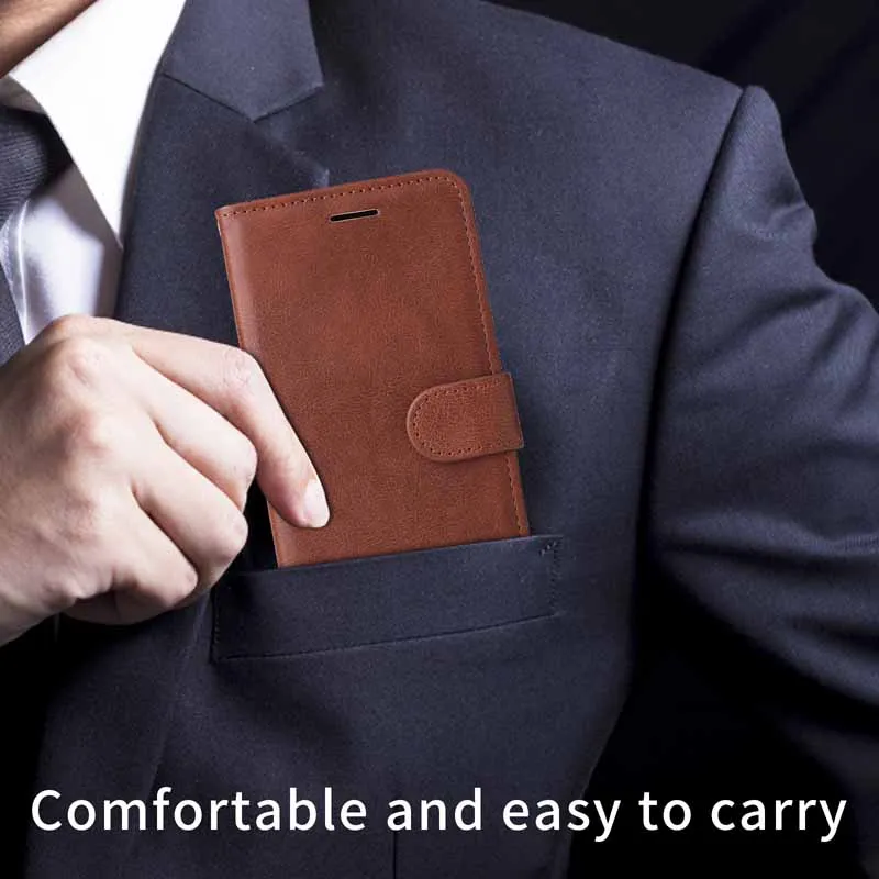 Leather Flip Wallet Case with Card Slots