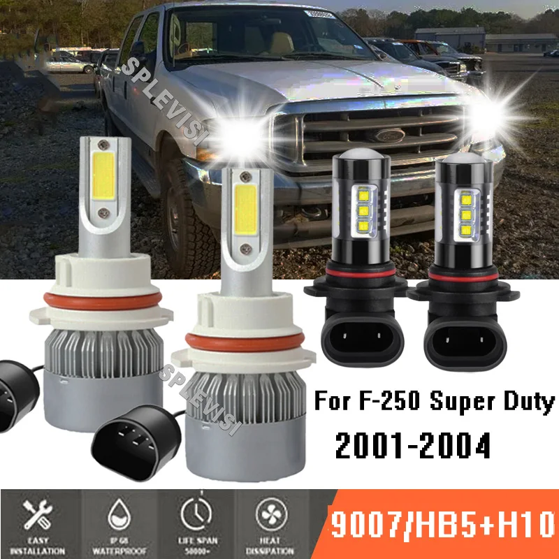 

LED Headlight Bulbs Compatible For Ford F250 F-250 Super Duty 2001-2004 2002 2003 9007 High Low Beam Headlamp 9145 Fog Lights