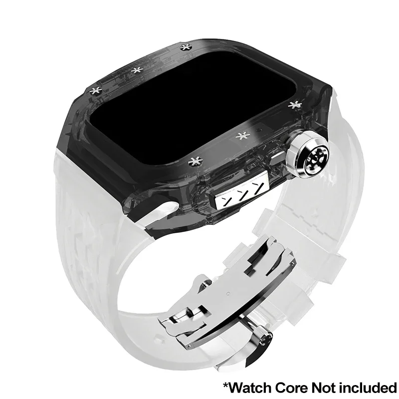 Elegant Enhancement Kit: Transparent Case & Rubber Strap