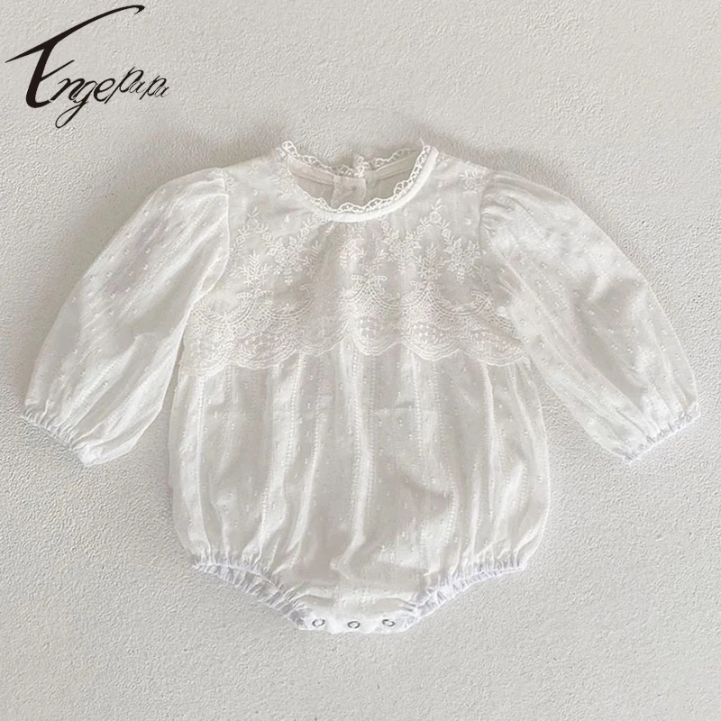 

Engepapa Spring Autumn Infant Baby Girls Long Sleeve Lace Jumpsuit Children Rompers Baby Girls Solid Color Rompers Clothes