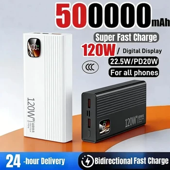 500000mAh Power Bank 120W Ricarica super veloce Alimentazione mobile portatile Display digitale Batteria esterna di grande capacità 2026
