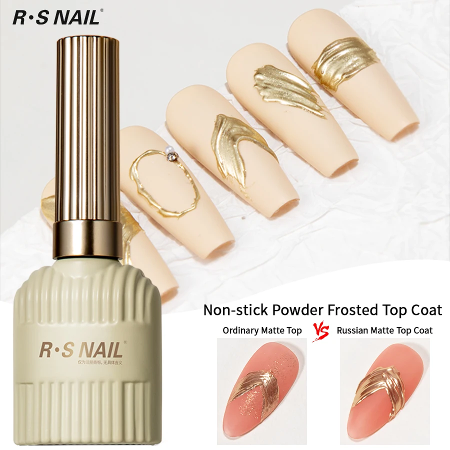 RS NAIL Russian Matte Top Coat Gel Nail Polish 10g Frosted Non Stick Powder Mat Top Coat Nail Art LED UV Semi Permanent Seal Gel 2