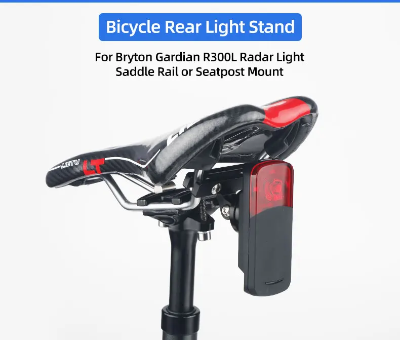 Radar-Lichtständer für Bryton Gardian R300L Fahrrad-Rückleuchte, Sattelschiene, Sattelstützenhalterung, Kamera-Adapter, passend für GoPro-Anpassungen – Detail 1