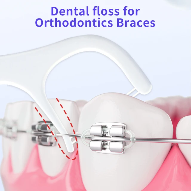 50pcs Dental Floss for Braces Orthodontics Dental Brackets Interdental Toothpicks With Double Threads Portable Travel Flosser