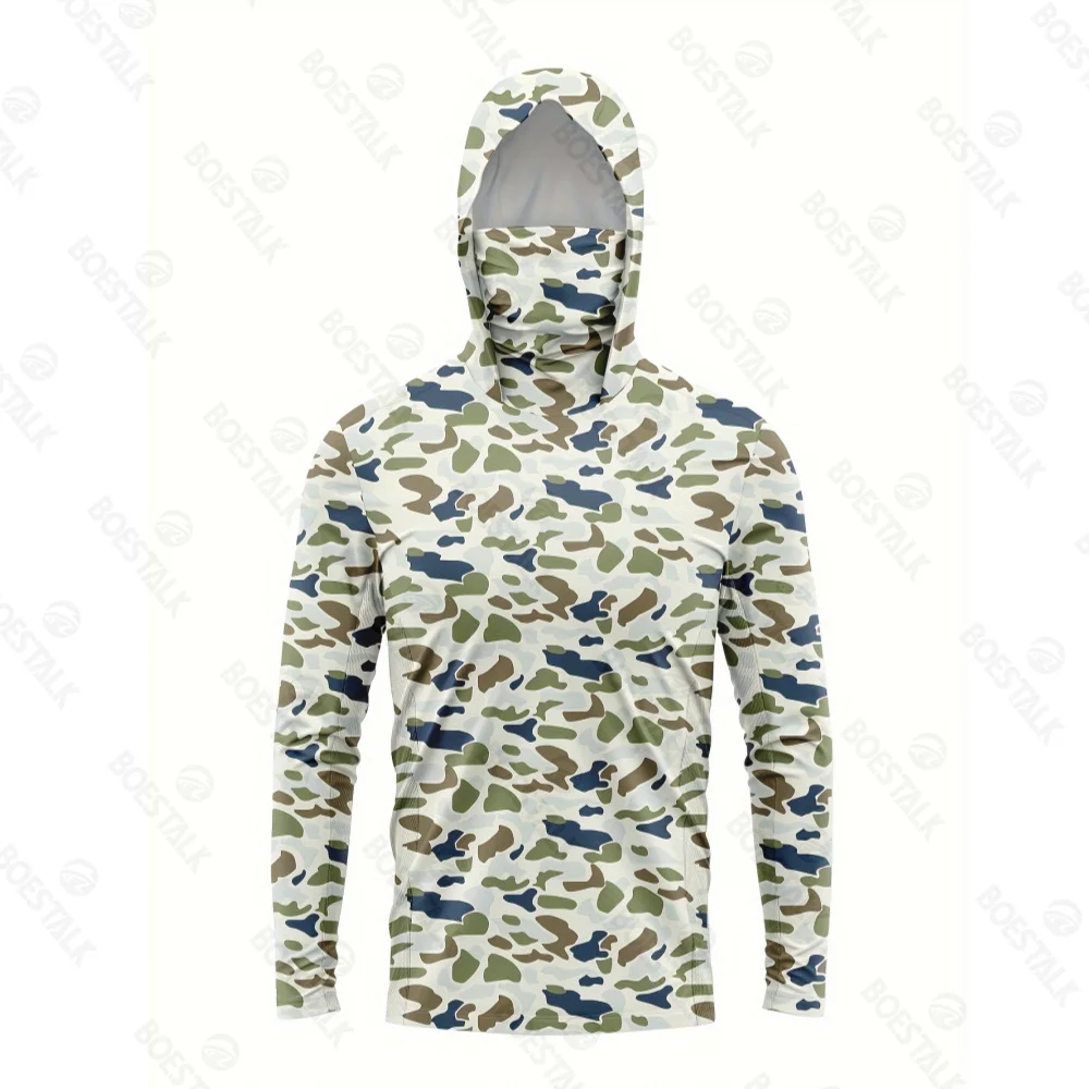 긴팔 후드 마스크 티셔츠, 야외 스포츠 루야 낚시복, 속건성 의류, 통기성 낚시..
