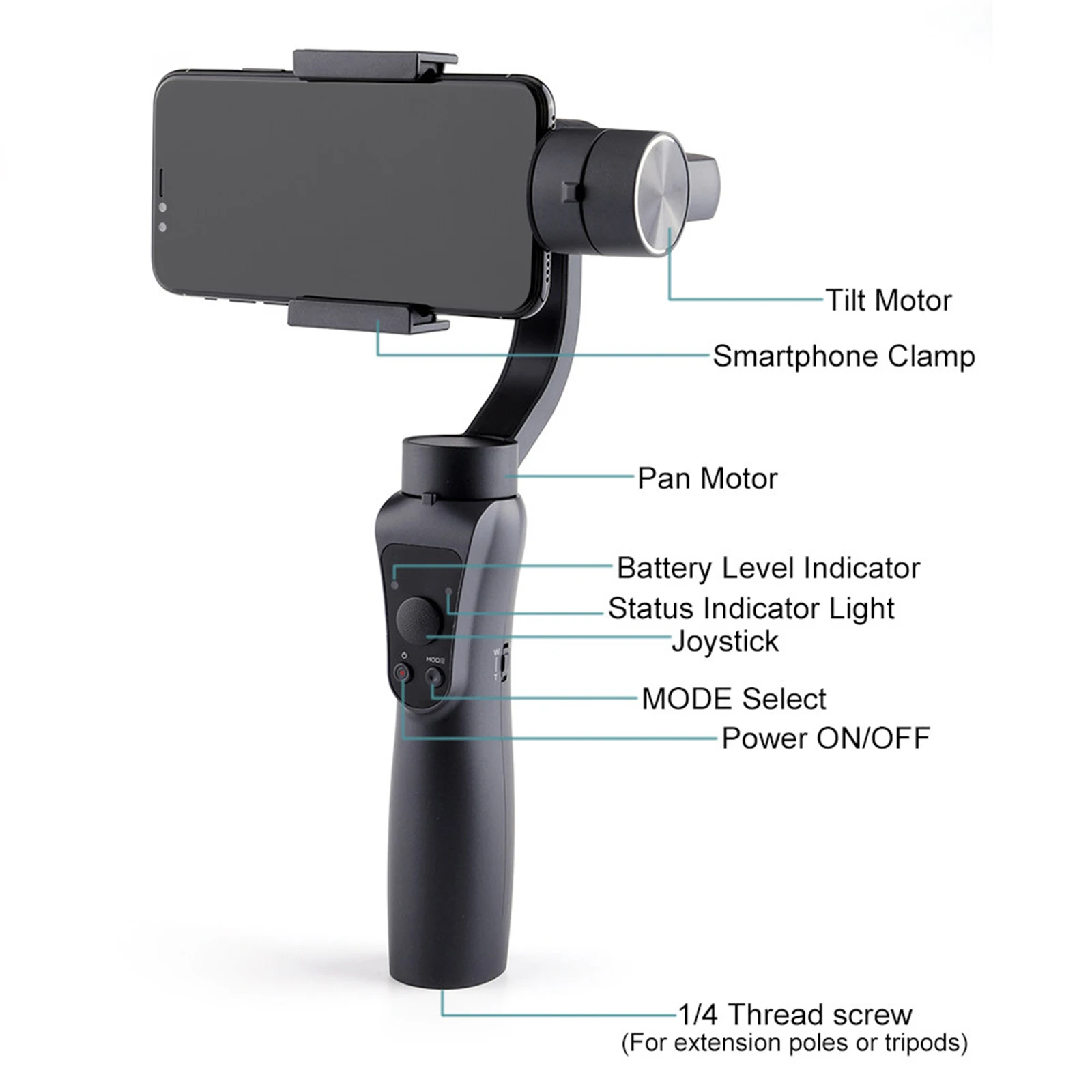 S5 Professional 3-Axis Handheld Gimbal Stabilizer for iPhone/Samsung/Xiaomi Anti-Shake Phone Holder for Smooth Video Recording