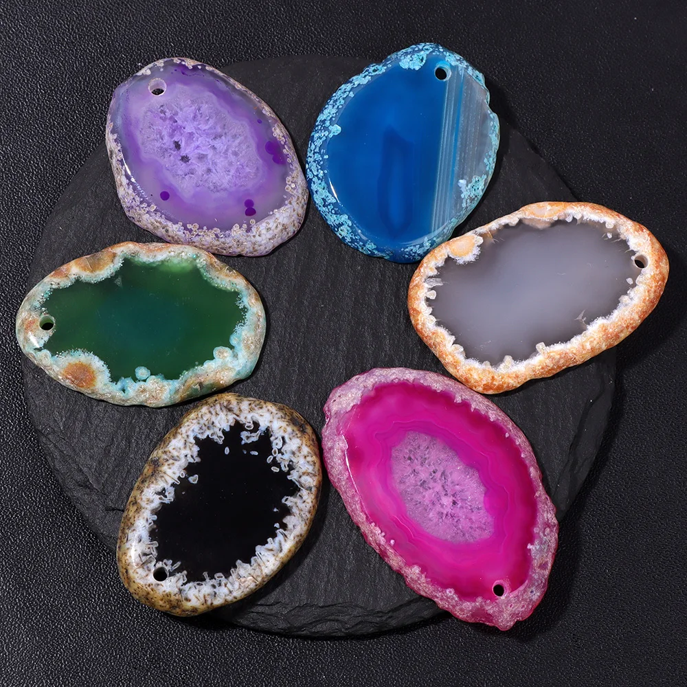 Pendentif En Tranches D'agates Irrégulières Naturelles, Breloques En Tranches De Pierre Plate, Pendentifs De Guérison Reiki Yoga Pour La Fabrication De Bijoux, Colliers à Faire Soi-même